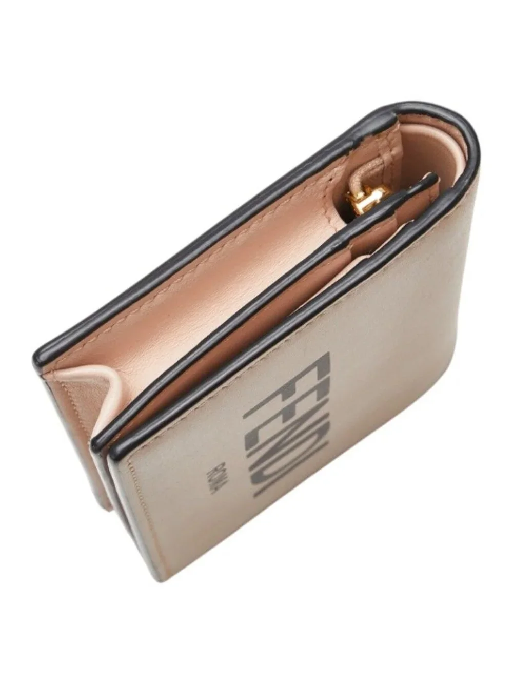 Fendi Logo Bifold Wallet Pink Black Leather